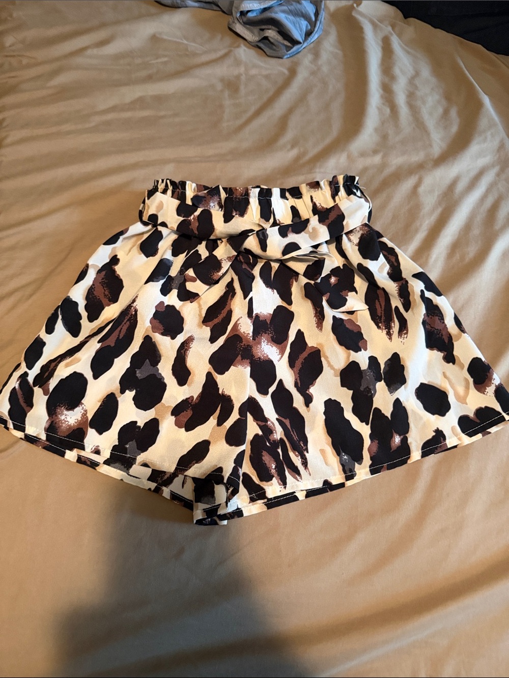 SHEIN White Black and Brown Leopard Print High-Waist Shorts